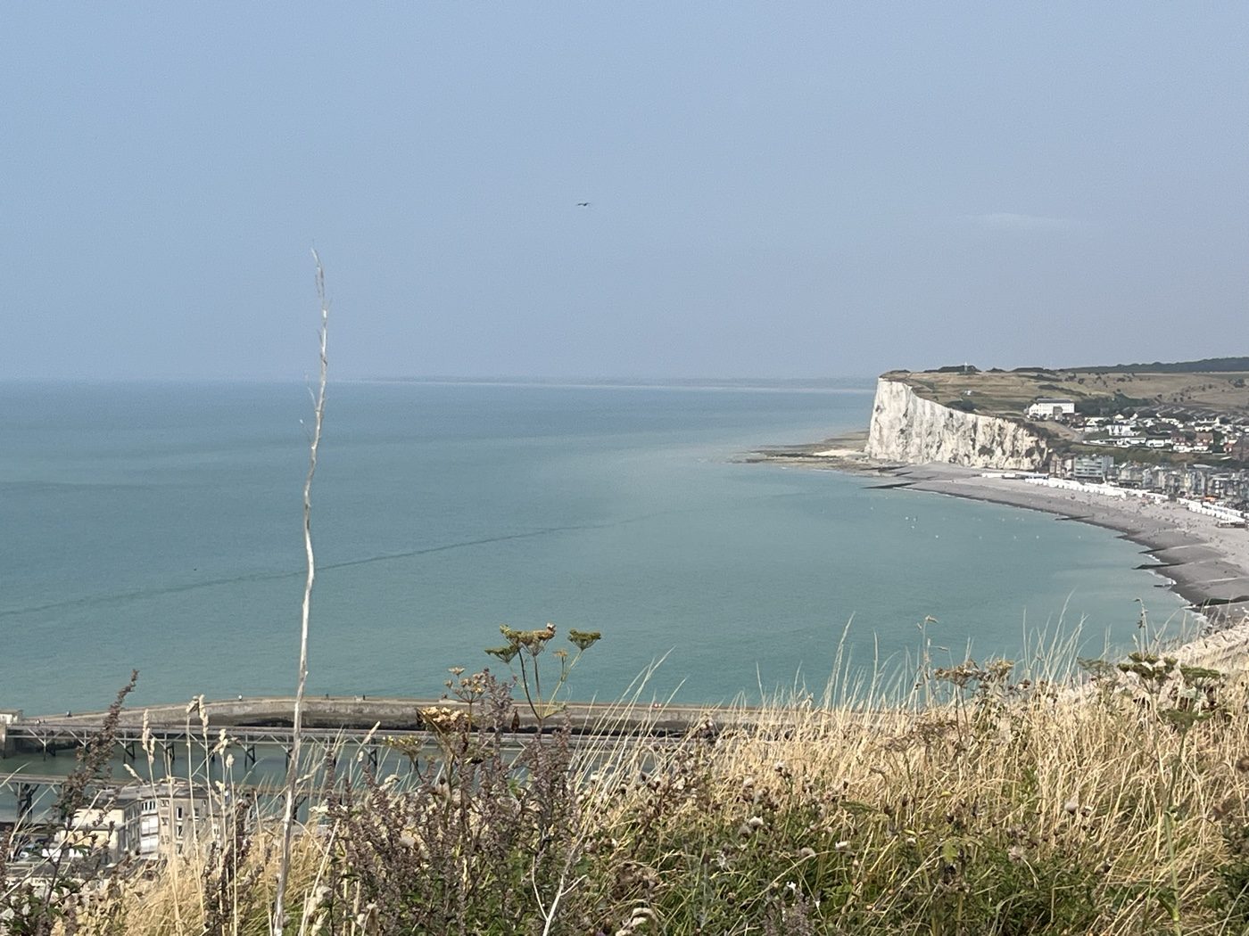 La baie de Mers-les-Bains et sa falaise de craie vues du haut